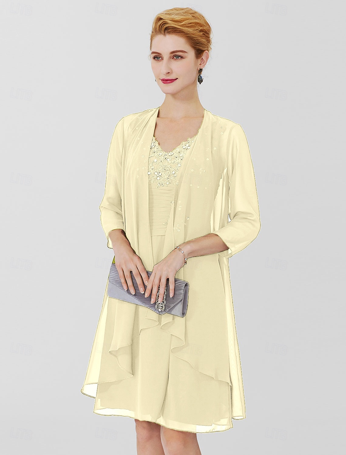 Женская Накидка Матери Накидки Пальто  Куртки Элегантная Защита от солнца 3/4 длины Рукав Шифоновая Накидка для гостей на свадьбу с чистым цветом Для формального весеннего и осеннего Одежда чтобы 2026 - $43.99 –P11