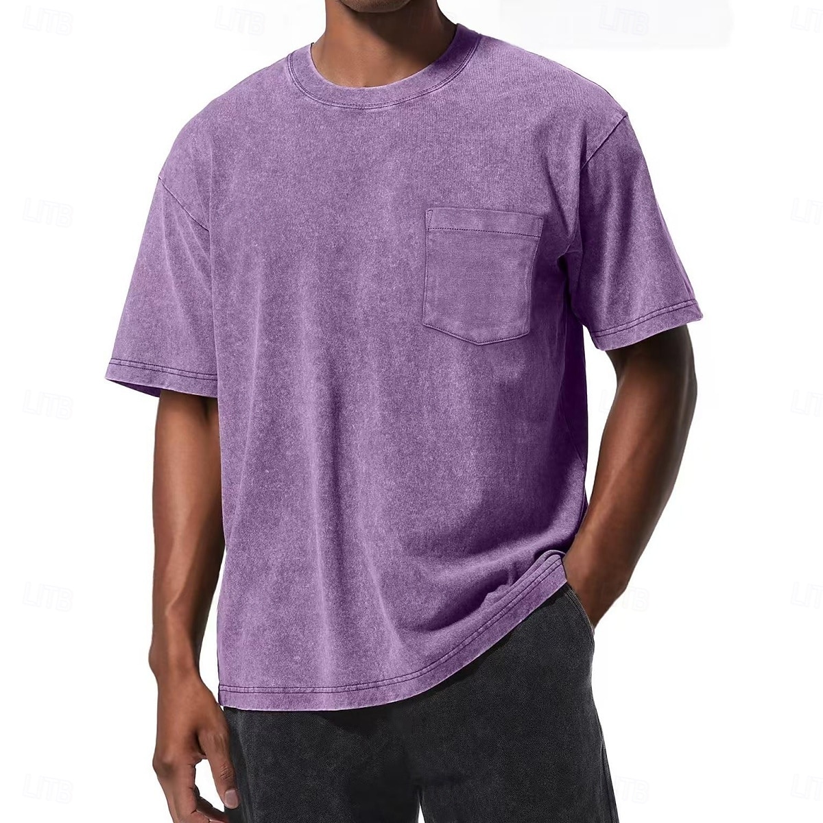 Мужчины Футболка Рубашка из 100% хлопка с кислотной стиркой С короткими рукавами Короткие рукава "Круглый вырез ""под горло""" Лето Все сезоны Сплошной цвет Винтаж Уличный стиль Оригинальный рисунок 2026 - $20.99 –P1