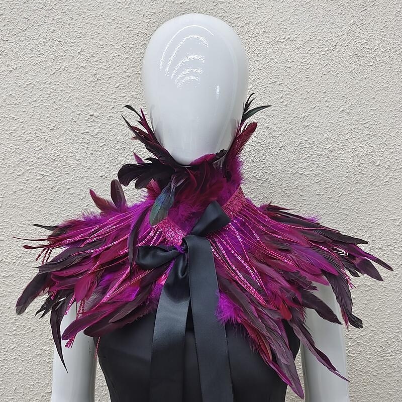 Καρναβάλι 2026 Ρίο Καρναβάλι Σαμπά Αξεσουάρ Γυναικείου Ουράνιου Φτερού Κάπα με Σειρές Παγιέτας Πολύχρωμο Φτερό Ώμου Σα Shawl με Κορδέλα Δεσίματος Κοστούμι Επίδειξης Φεστιβάλ Βραζιλίας 2026 - $22.99 –P6