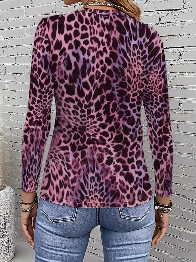 Mulheres Camiseta Imprimir Gráfico Geométrica Abstrato Vintage Moda à moda Manga Longa Gola Redonda Tops regulares Diário Azul Vermelho Roxo Fúcsia Marron Verão Primavera de 2026 por $24.99 –P10