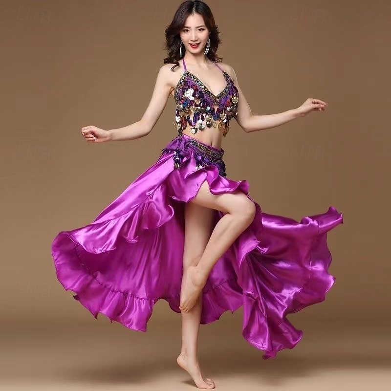 Abbigliamento da ballo Samba Set costume da danza del ventre glamour rosa rosso|l Costume da spettacolo del 2026 a $34.99 –P10