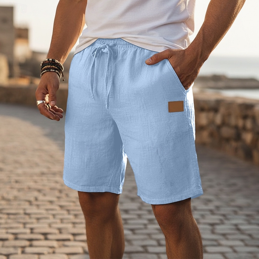 Per uomo Shorts Shorts di Lino Pantaloncini Estivi Shorts da Spiaggia Pantaloncini larghi Coulisse Elastico in vita Semplice Comodità Traspirante Lunghezza al ginocchio Quotidiano All'aperto Ferie del 2026 a $18.99 –P9