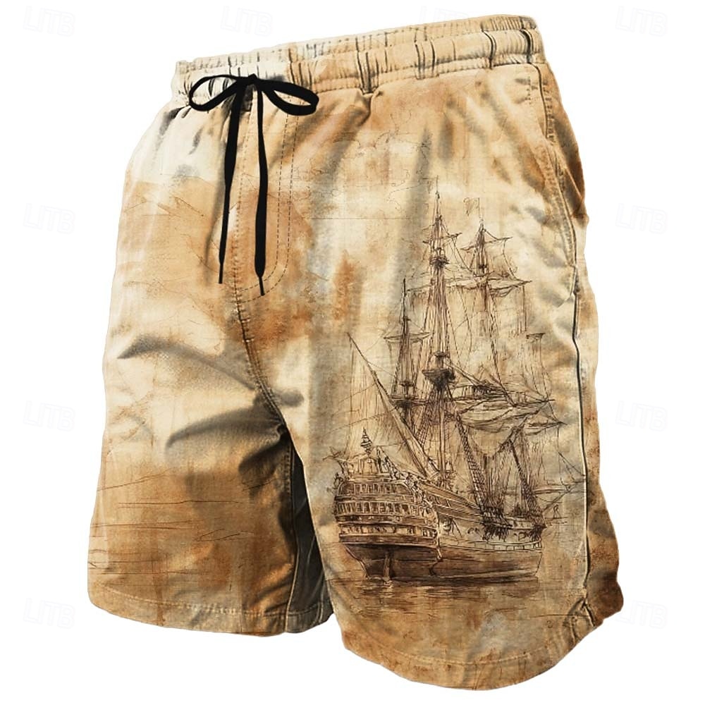 Homens Náutico Veleiro Textura Grunge Calção Justo de Natação Shorts de Natação Bermuda de Surf Cintura Média Retro Vintage Ao ar livre Férias Dia a Dia Bolsos laterais Forro de malha Cintura de 2026 por $20.99 –P2