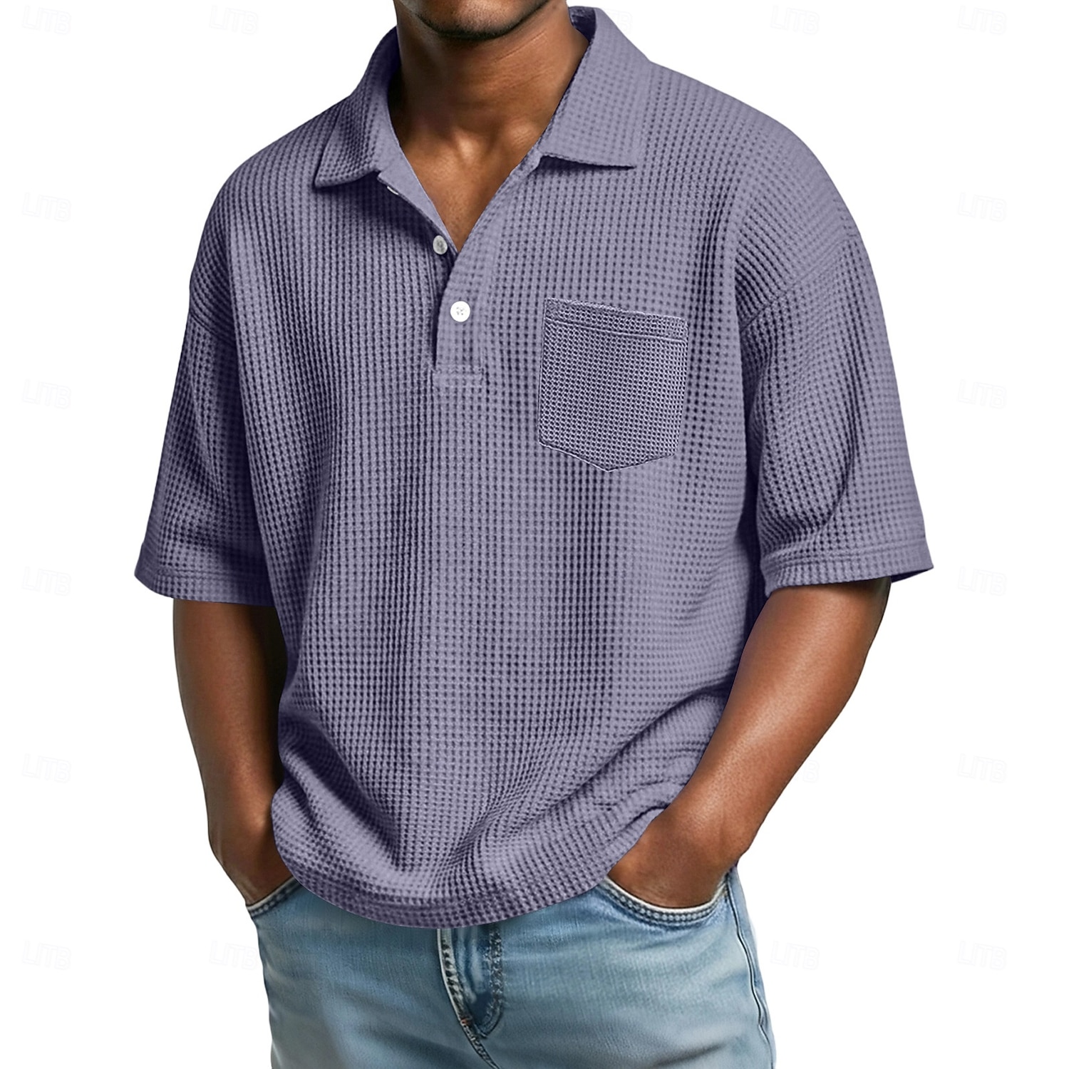 Ανδρικά Πουκάμισο γκολφ Μπλουζάκι πόλο με πλέξη βάφλα Causal Επιχείρηση Κλασσικά Κοντομάνικο Μοντέρνα Συμπαγές Χρώμα Σκέτο Κουμπιά Καλοκαίρι Άνοιξη Όλες οι εποχές Κανονικό 2026 - $21.99 –P11