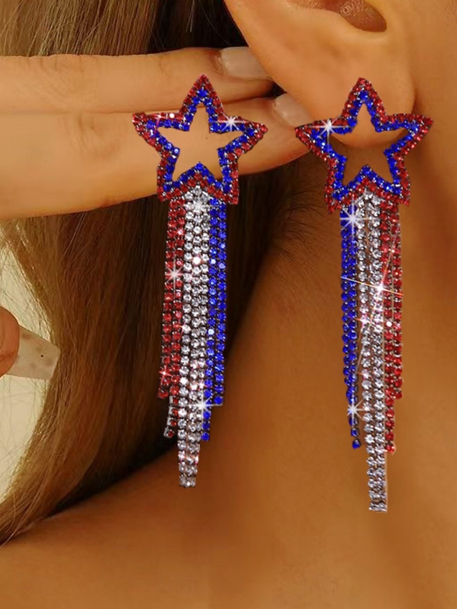 1 pereche Cercei For Pentru femei Zilnic Stradă Festival Ștras Geometric Αστέρι 2026 - $14.99 –P1