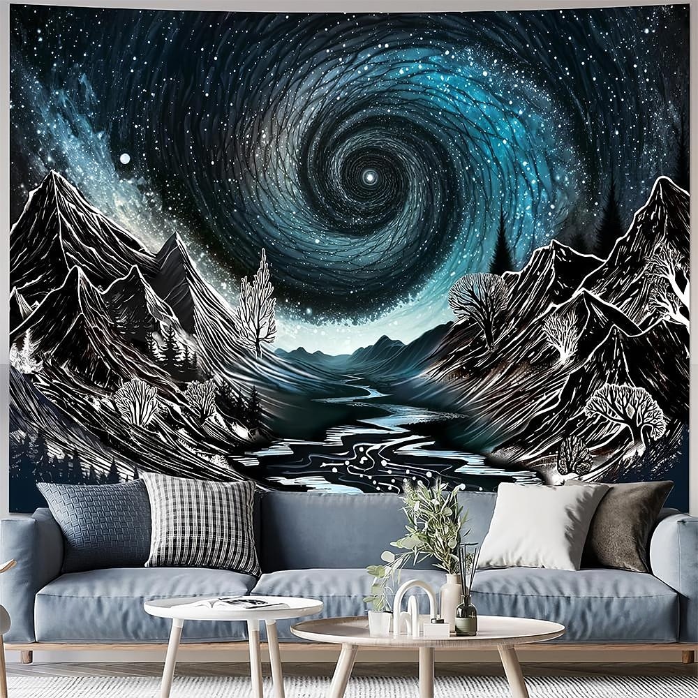 biolumineszcens tengerparti gobelin holdfény óceán hullám éjszakai égbolt csillagos fali dekoráció fantázia tájkép hálószobába nappali lakberendezés 2026 - $20.99 –P5