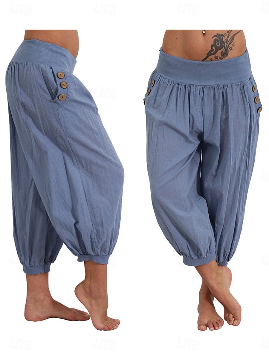 Γυναικεία Κάπρι παντελόνια Θρασύς κινέζικα Καλοκαιρινό σορτς Κομψό Διακοπές Βίντατζ Πλήρες μήκος Μεσαία Μέση Συμπαγές Χρώμα Κουρελού Τσέπη Ελαστική ζώνη μέσης Άνετα Αναπνέει Ανελαστικό 2026 - $18.49 –P4