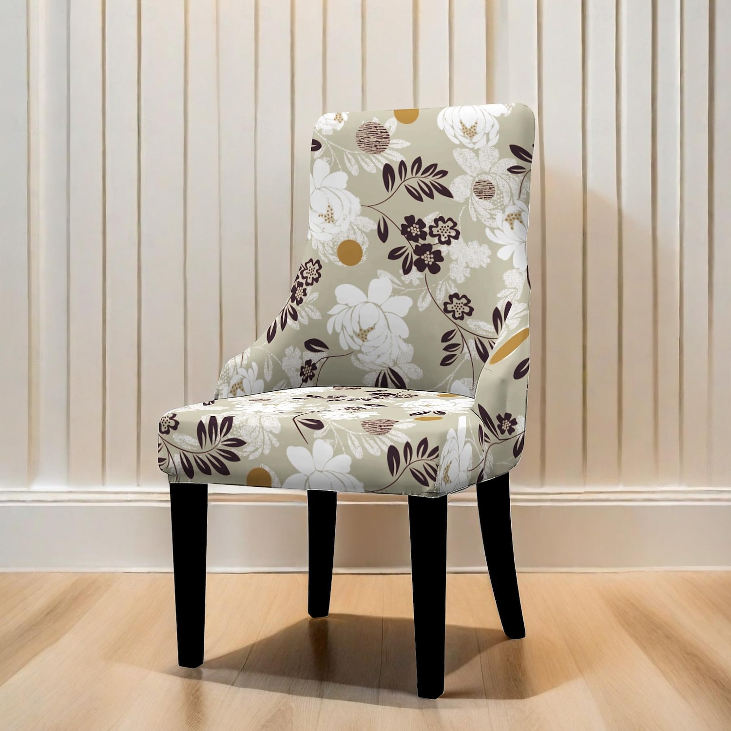 Trekk til stol med vingerygg, stripete planter, geometrisk trykt, polyester stretchtrekk, ett stykke ryggstøtte, armlener, stoltrekk til spisestuestol, servantstol, fritidsstol, krakk 2026 - $23.99 –P3