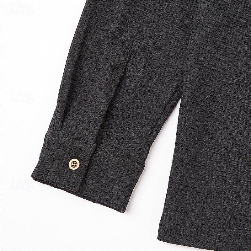 Per uomo Camicia Camicia a nido d'ape Camicia elegante Camicia casual Camicia da Ballo Nero Bianco Blu marino Viola Manica Lunga Tinta unica Semplice Asimmetrico Scollo a V Casuale Matrimonio del 2026 a $29.99 –P3