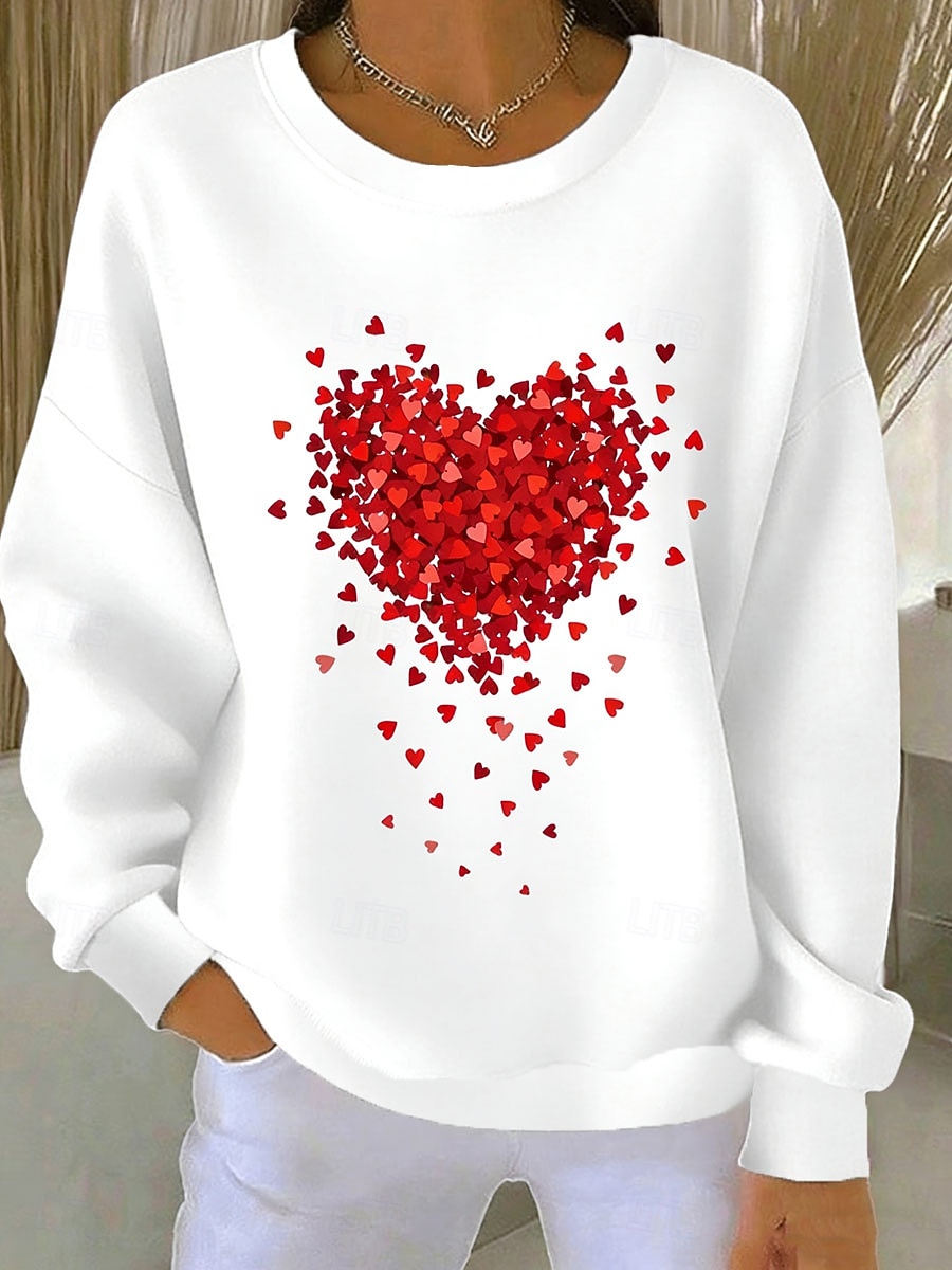 Damskie Pullover Nadruk Serce Graficzny Ciepłe Klasyczny Codzienny Długi rękaw Półgolf Zwykłe topy Codzienny Dom Ulica Niebieski Czarny Biały Rumiany róż Beżowy Wiosna Jesień Zima 2026 - $27.99 –P1
