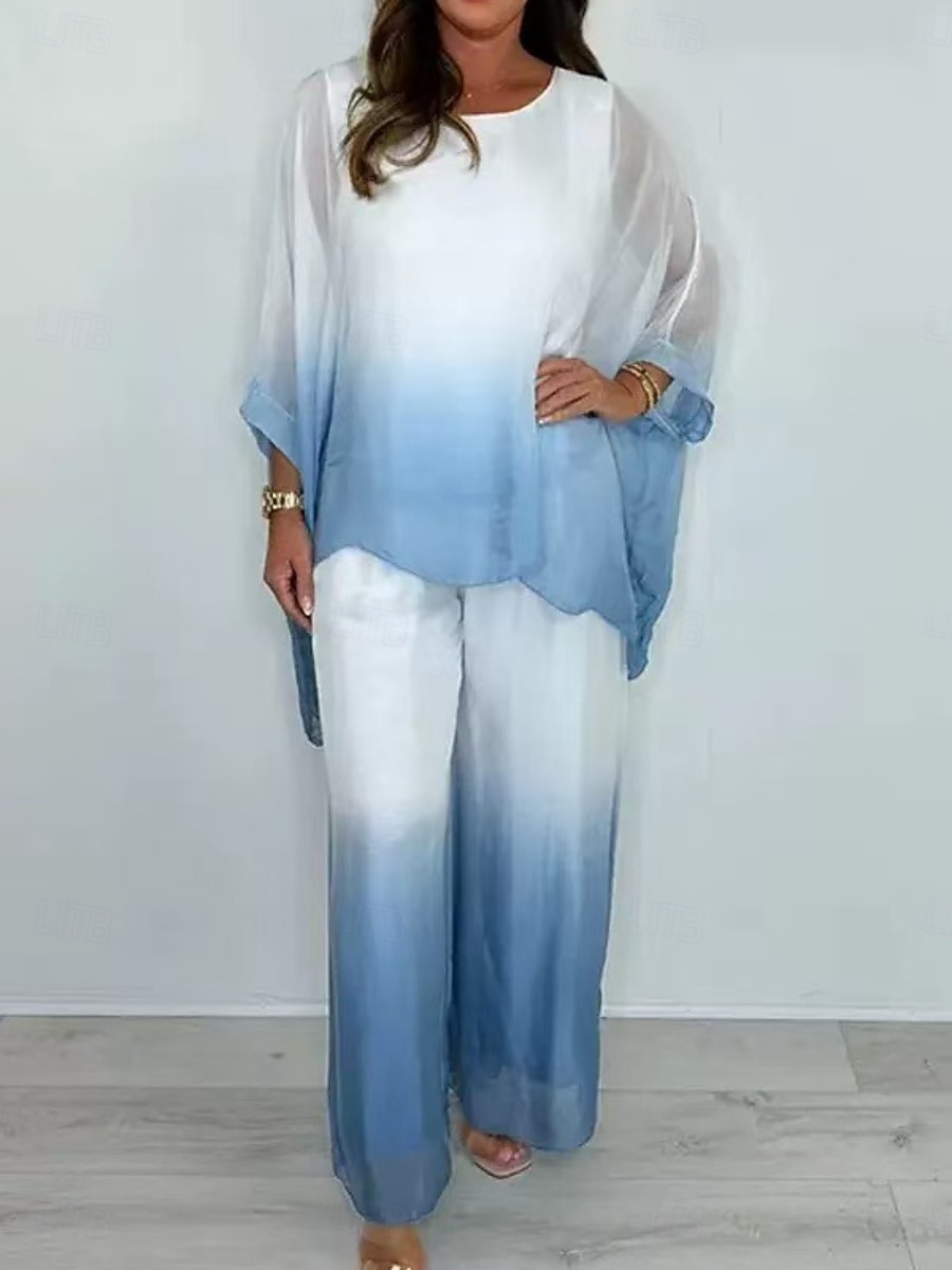 Femmes Ensembles de Pantalons Haut boléro manche longue Col ras du cou A Ombre Mode Streetwear Quotidien Extérieur Vacances Rose Claire Bleu Ciel Marron Été Coupe Ample de 2026 ? $49.99 –P1
