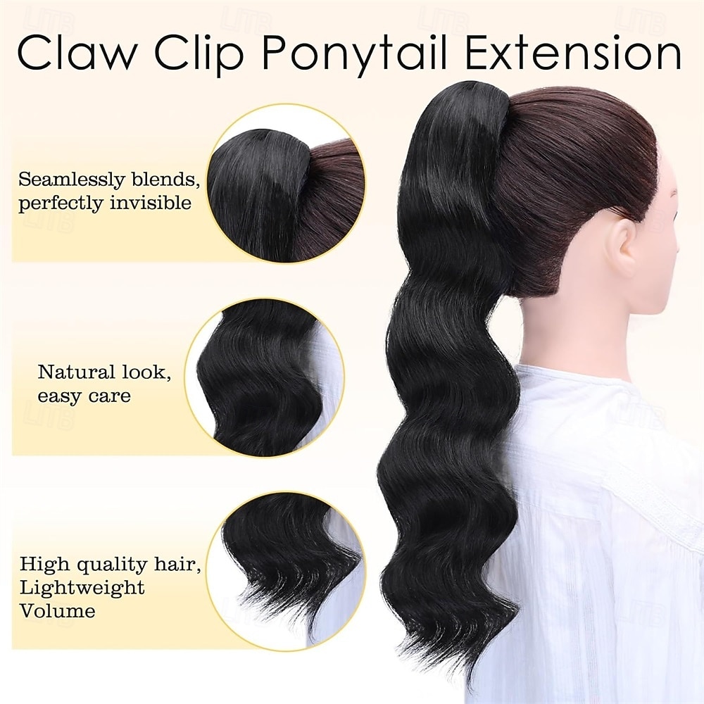 Claw Clip Ponytail Extension,20 Inch Black Curly Wavy Ponytail Claw Clip in Hair Extension for Women Fluffy Natural Looking Synthetic Hairpiece for Daily Use(20 Inch,Black) 20 Inch 2026 - $14.99 –P2
