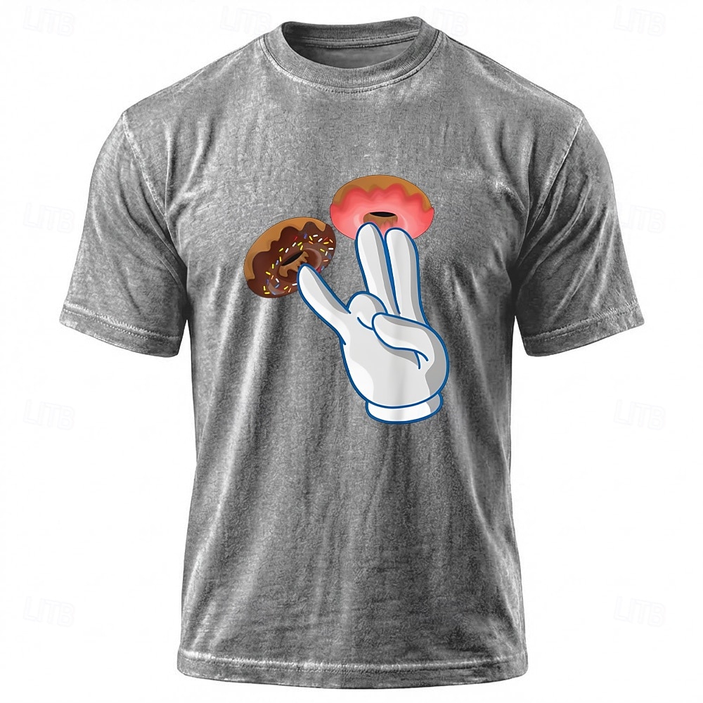 Funny Adult Humor Donut Hand Sign Graphic T Shirt Washed Cotton Blend Grey Retro Men Unisex Streetwear Short Sleeve Tee Clothing Apparel S M L XL XXL XXXL 2026 - $21.99 –P1