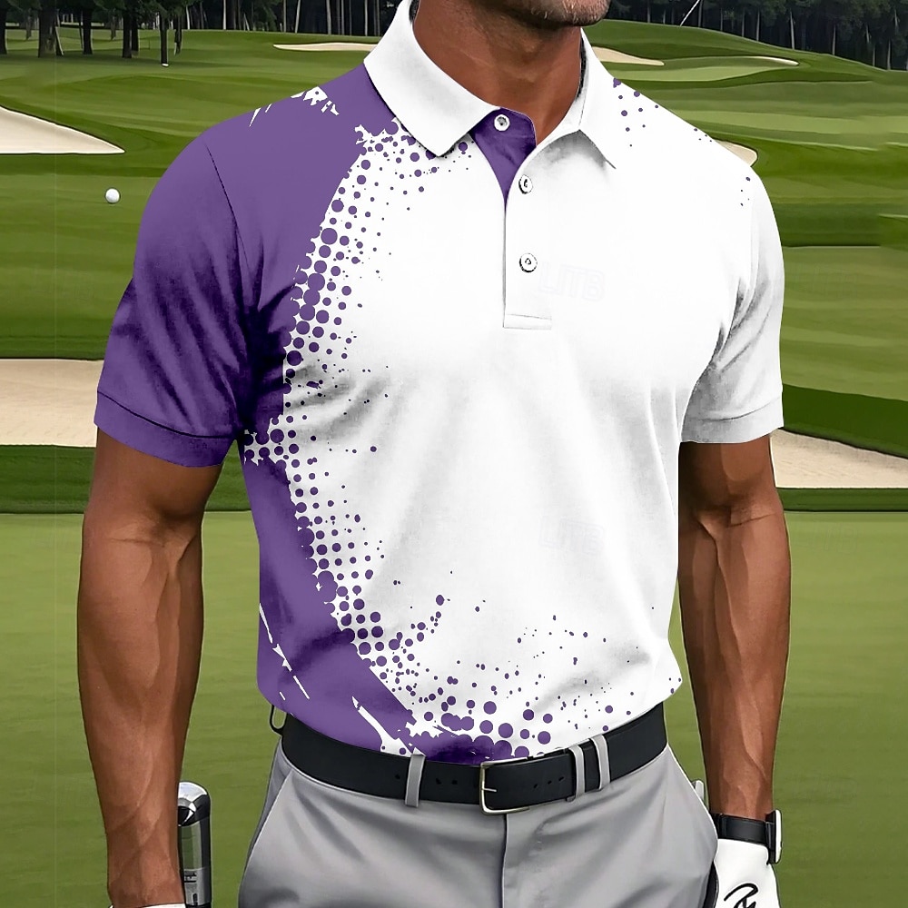 Férfi Geometriai Golf Sportpólóingek Rövid ujjú Pólóingek Galléros ingek Alkalmi Sportruházat Gombok Nyár Tavasz Medence Fekete Rubin 2026 - $21.99 –P3