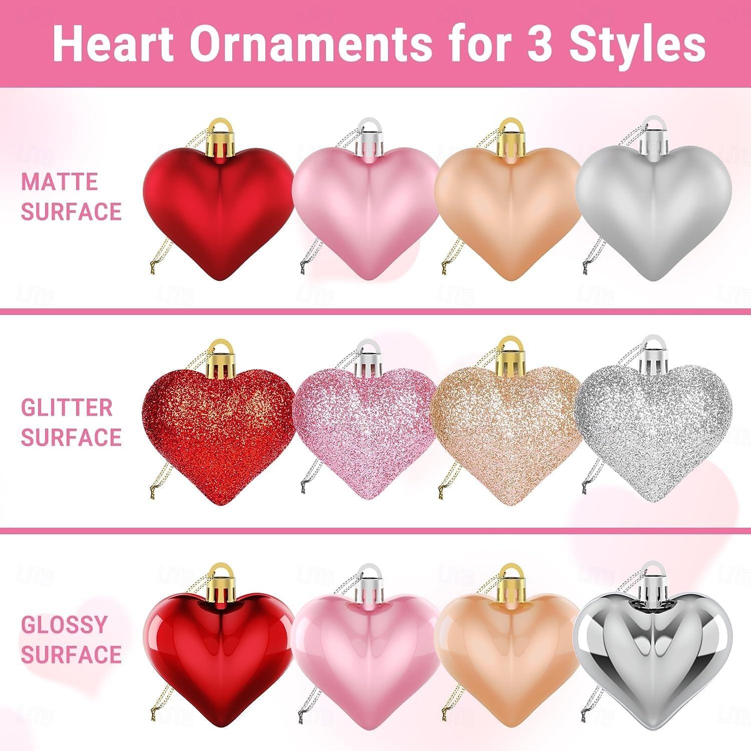 36PCS Valentine's Day Decorations Heart Ornaments, 3 Styles 2 Sizes Multi-Color Heart Shaped Baubles for Valentine Tree Decor, Wedding, Anniversary, Christmas & Party 2026 - $15.99 –P5