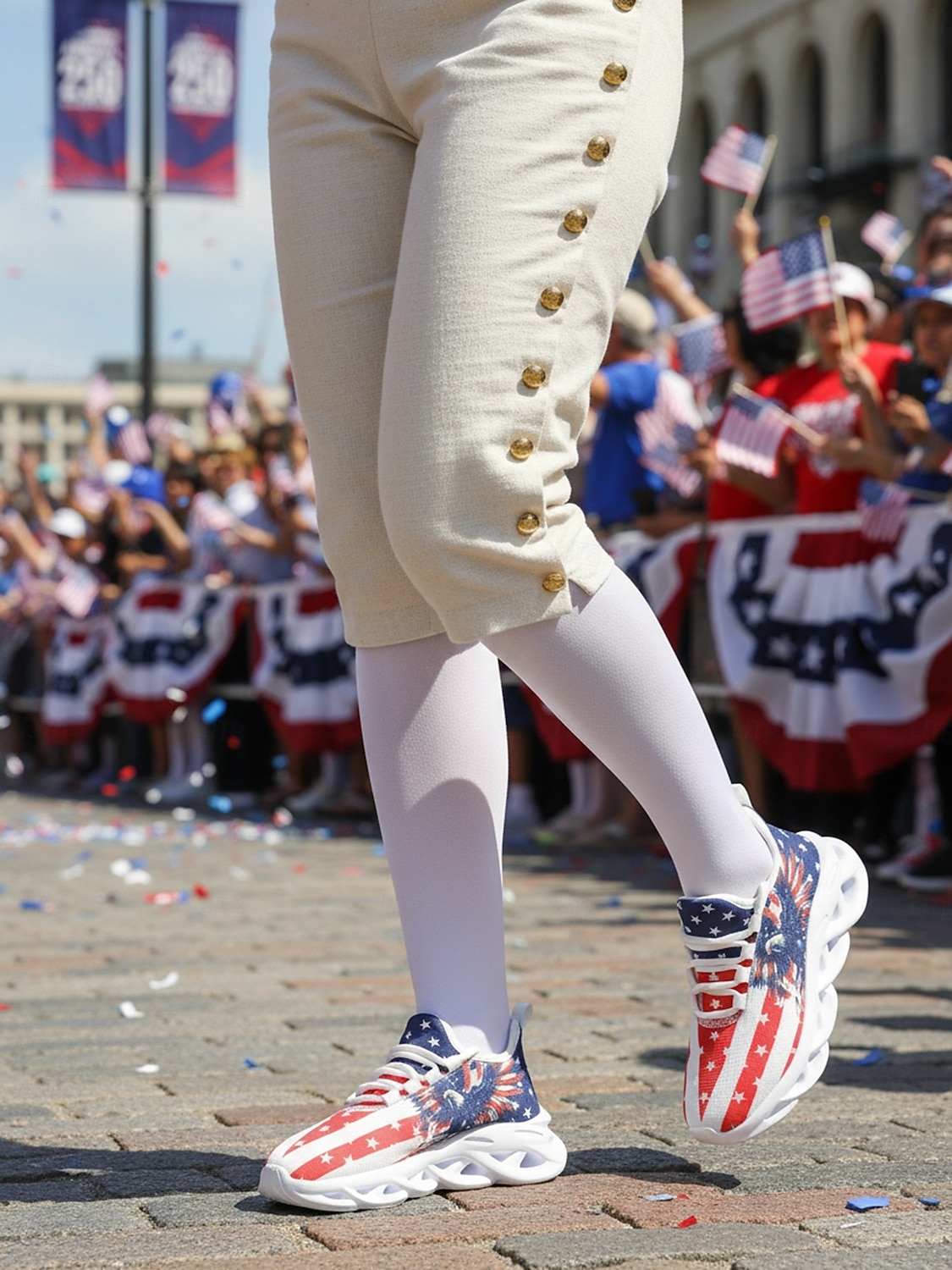 Tenisówki damskie z wydrukiem flagi USA i orła na 250-lecie Stanów Zjednoczonych z motywem fajerwerków patriotyczne buty na Dzień Niepodległości parady festiwale wydarzenia sportowe i codzienne 2026 - $32.99 –P8