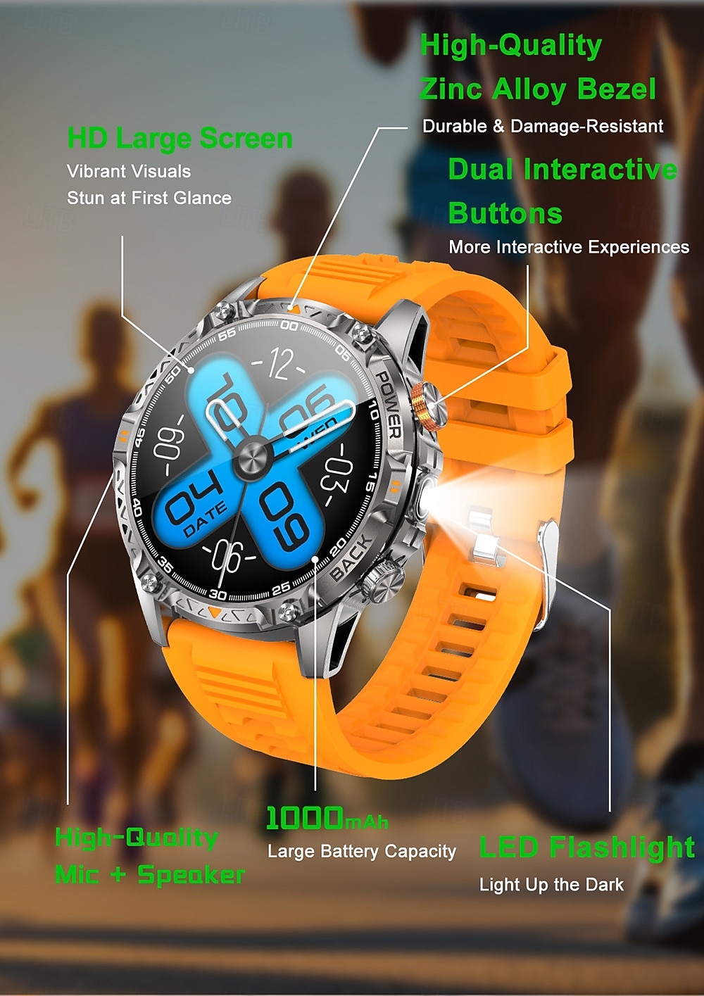 iMosi YK16 Montre intelligente 1.7 pouce Montre connectée avec appels Bluetooth Podomètre Rappel d'appel Moniteur d'Activité Compatible avec Android iOS Unisexe Longue Veille Appels Mains Libres de 2026 ? $65.99 –P3