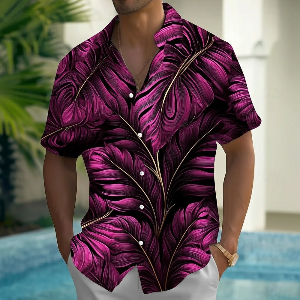 Per uomo Colore sfumato Foglia di palma Piante Tropicali Camicia hawaiana estiva Camicia con Bottoni Camicia Aloha Manica Corta Hawaiano Casuale Vacanza Estate Primavera Collo ripiegato Stampa 3D del 2026 a $25.99 –P2