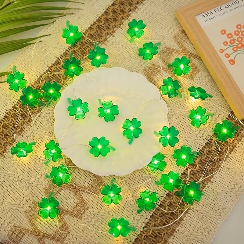 2m 20 ledin nelilehtinen apilaketjuvalosarja, paristokäyttöiset keijuvalot, Pyhän Patrickin päivän valot, vihreä apila juhlaan, makuuhuoneen seinäikkunoihin, pääsiäiseen, Pyhän Patrickin päivän koristeluun, lämmin valo 2026 - $10.99 –P5