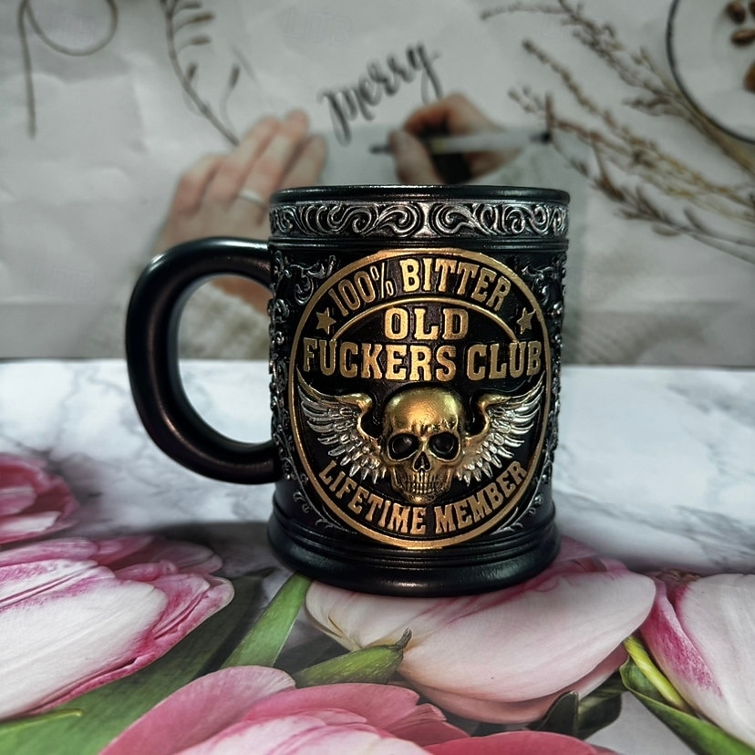 Taza de miembro vitalicio del Old F*ckers Club, taza de café de cerámica de 10 oz con diseño de esqueleto vintage, artículos para beber con humor atrevido para uso diario, regalo de broma para 2026 - $25.99 –P6