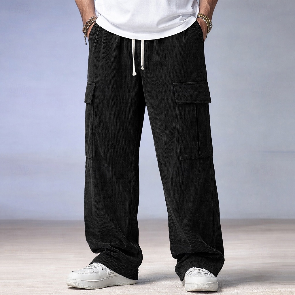 Homme Pantalons Pantalon en velours côtelé Pantalons Amples Pantalon décontracté Taille Élastique Jambe Droite Couleur Unie Confort Évacuation de l'Humidité Longueur complète Occasionnel Quotidien de 2026 ? $25.99 –P16