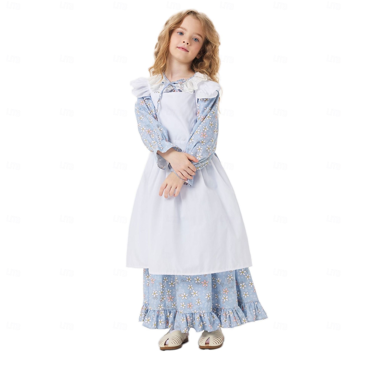 250º Aniversario de EE. UU. Período colonial Siglo 19 Vestido de la pradera Conjunto de gorro y delantal Larga Chica pionera Colonial Guerra Revolucionaria Floral Disfraz Chica Víspera de Todos los 2026 - $43.99 –P4