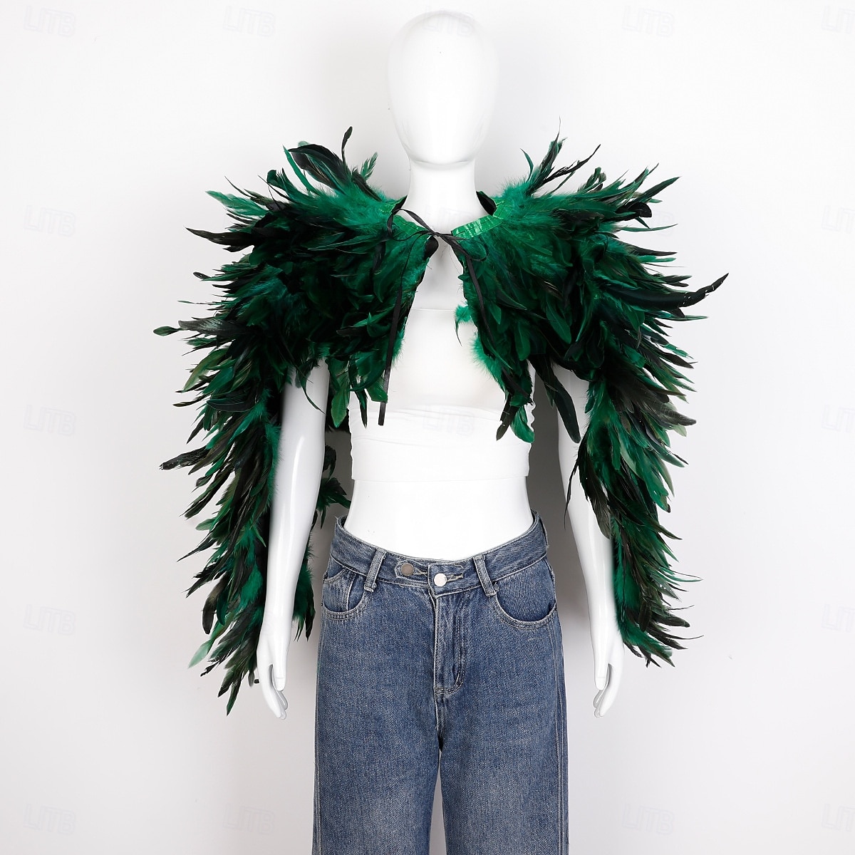 Carnaval 2026 Accesorios de Samba del Carnaval de Río Capa Chal larga de plumas rojas para mujer con lazo de cinta disfraz de actuación del festival de Brasil 2026 - $96.99 –P18