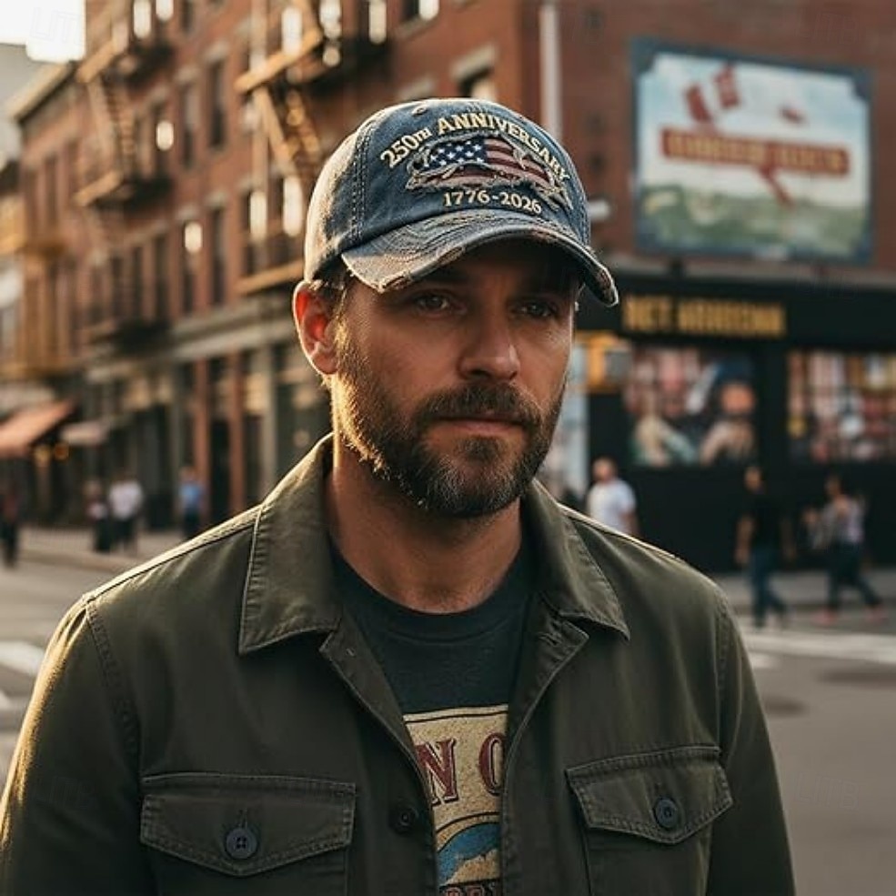 Amerikai Egyesült Államok 250. évfordulója alkalmából készült kopott farmer baseballsapka amerikai zászlóval, vintage usa kalap 1776-2026, hazafias függetlenség napi sapka, vintage amerikai zászlós 2026 - $19.99 –P5