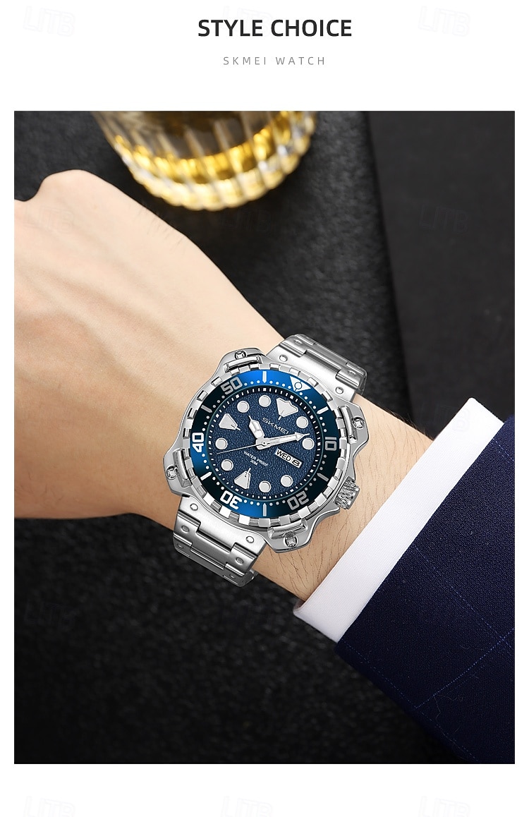 SKMEI Men Quartz Watch Minimalist Large Dial Fashion Business Luminous Calendar Waterproof Decoration Steel Watch 2026 - $36.99 –P11