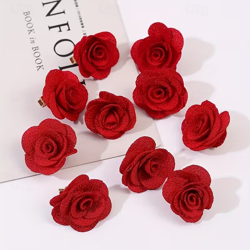 Set da 20 fermagli per capelli da donna a forma di rosa in tessuto rosso, ideali per San Valentino, feste, riunioni, matrimoni e per l'uso quotidiano. del 2026 a $17.49 –P1