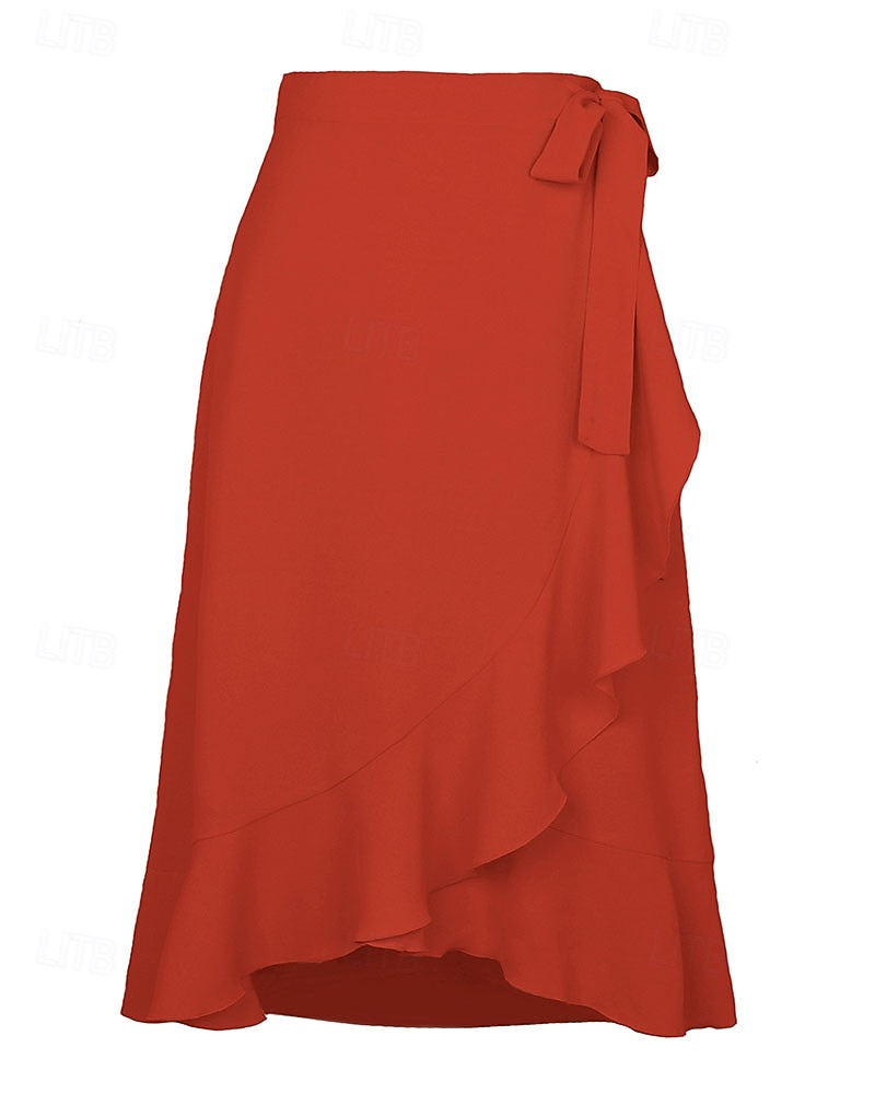 Mujer Elegante Moda Casual Midi Tiro Medio Faldas Plano Frunce Dobladillo irregular Microelástico Diario Calle Azul Piscina Negro Rosa Verde Ejército Verano 2026 - $22.99 –P2