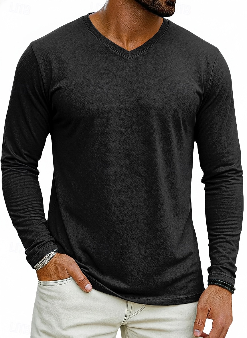 Per uomo Maglietta Manica Lunga Scollo a V Primavera Inverno Primavera & Autunno Tinta unica Semplice Maglieria Quotidiano Abbigliamento Sportivo Puro Casuale Quotidiano All'aperto Nero Bianco Grigio del 2026 a $14.99 –P3