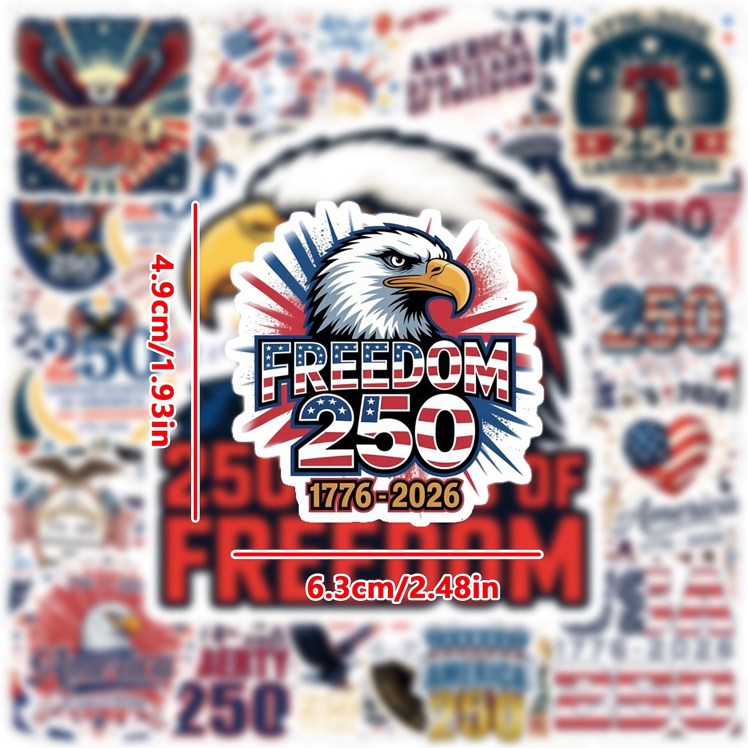 55Pcs Patriotic Stickers 250th Anniversary Celebration Vinyl Waterproof American Flag Water Bottle Decals 4th of July Independence Day Laptop Decorations 2026 - $9.99 –P6