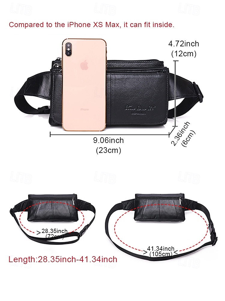 Men's Genuine Leather Waist Bag & Crossbody Sling, Black & Coffee, Multi-Way Wear Belt Bag for Casual, Travel, Outdoor, Daily Commute and City Lifestyle 2026 - $26.99 –P10