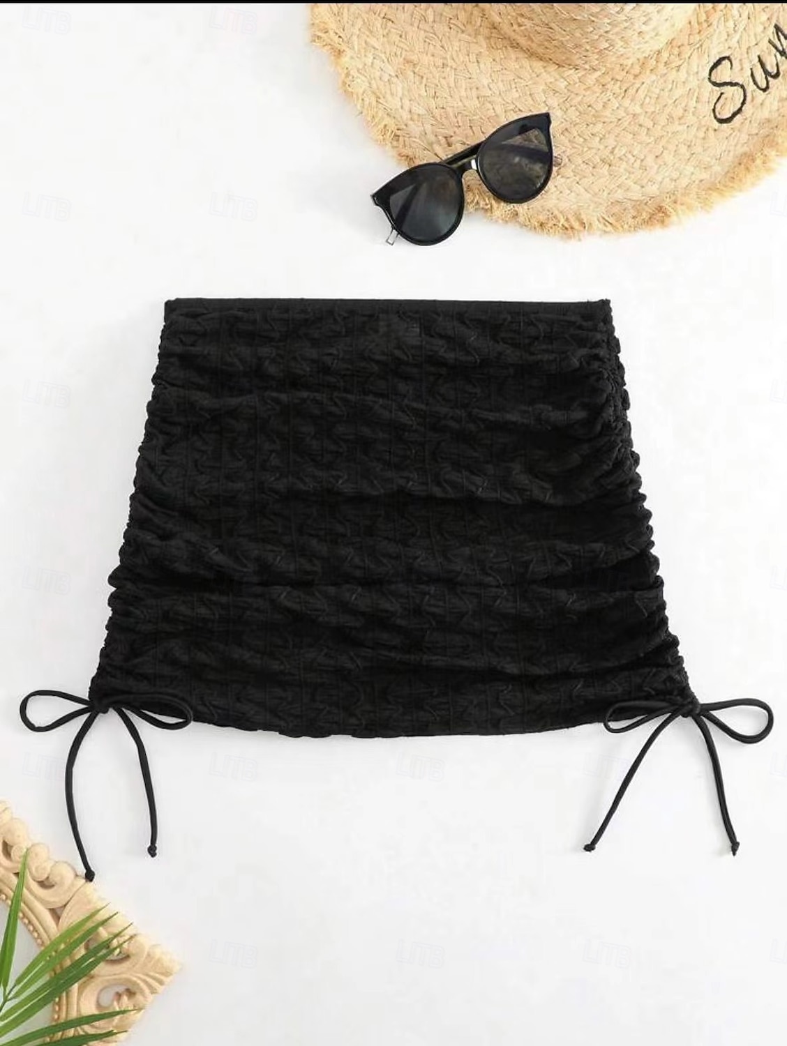 2026年 女性用 スイムウェア カバーアップ スカート 水着 ドローストリング 旅行度假风 ビーチウェア 純色 ノースリーブ 水着  コレクション – $19.99 –P7