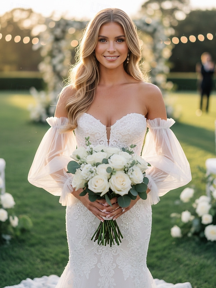 Luvas femininas de tule com mangas bufantes – nas cores preto e branco, em tecido de malha macio e elegante, perfeitas para casamentos, festas e eventos noturnos. de 2026 por $11.99 –P1