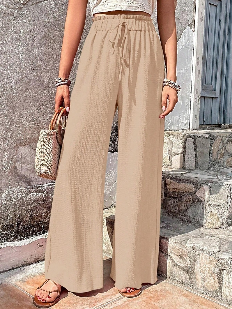 Per donna Pantaloni Pantaloni Larghi Pantaloni casual Pantaloni a Nido d'Ape Vacanza Moda Streetwear Lunghezza intera Vita Alta Semplice Coulisse Tasca Gamba larga Comodità Leggero Morbido del 2026 a $26.99 –P4