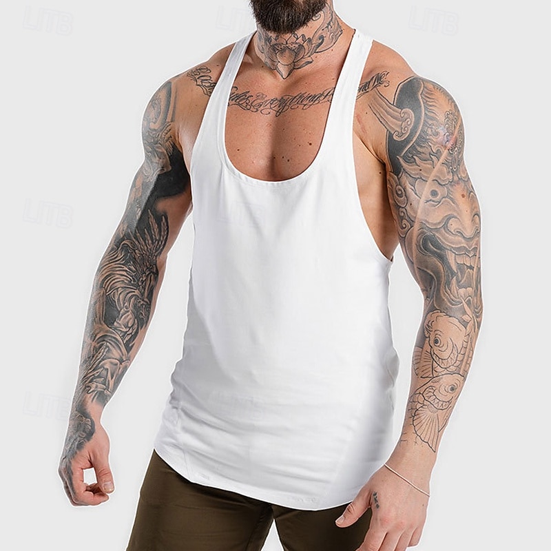 Herren Einfarbig Workout-Tanktop Lauf-Tanktop Fitness-Tanktop Sommer Ärmellos Schnelltrocknend Kompression Feuchtigkeitsableitend Fitnesstraining Aktives Training Übung Schwarz Weiß Rote 2026 - $21.99 –P10