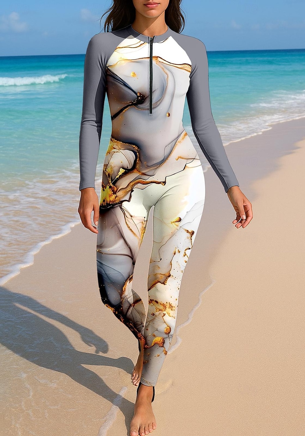 Damen Anti UV Shirt Ganzkörper-Bademode Diveskin-Anzug Farbverlauf Frontreißverschluss UPF50+ Schnelltrocknend Hohe Elastizität Langarm Bademode Surfen Tauchen Schnorcheln Sommer 2026 - $49.99 –P1