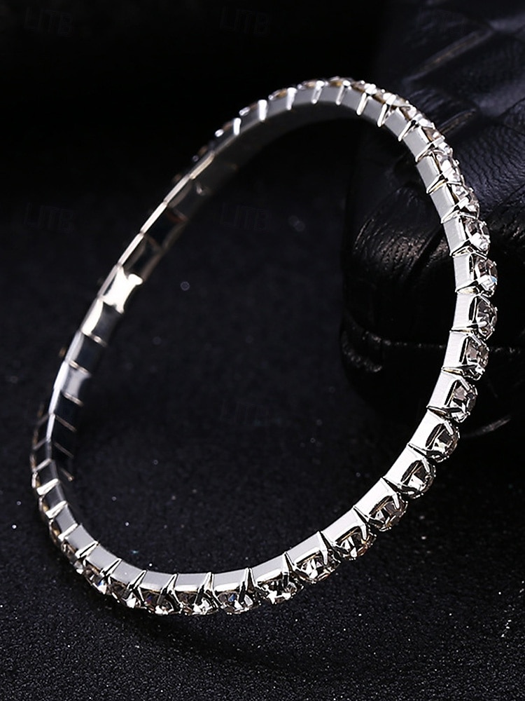 Dámský náramek na kotník s křišťálovými kamínky, materiál slitina s možností výběru šířky, elegantní třpytivý styl pro svatby, večírky, večerní akce a formální příležitosti 2026 - $7.99 –P8