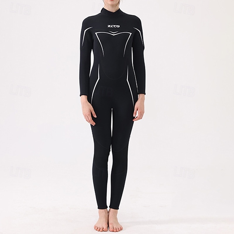 Per donna Muta in neoprene da 3 mm Tuta termica integrale Tinta unita Termico Addensato Protezione UV Manica Lunga Costume da Bagno Costume da bagno Surf Immersione Snorkeling Primavera del 2026 a $115.99 –P2