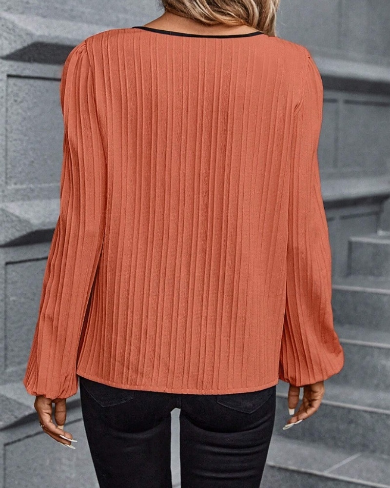 Per donna Camicia Blusa Patchwork Blocco di colori Vintage Elegante Moderno Manica Lunga Scollo a V Top Regolari Quotidiano Ferie Uscire Blu Rosa Arancione Albicocca Primavera Autunno del 2026 a $27.99 –P10