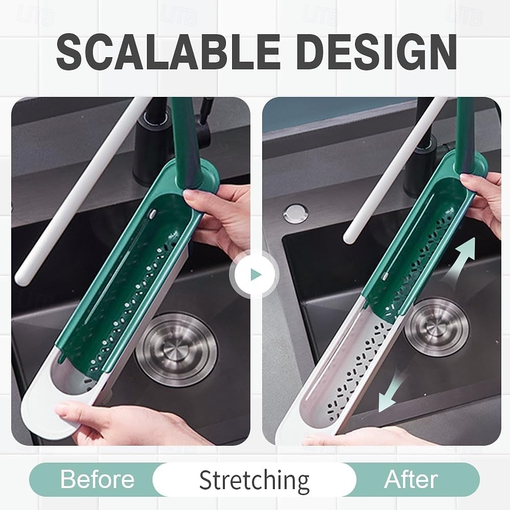 2Pcs Telescopic Sink Storage Rack, Adjustable Kitchen Sink Organizer Rack, Expandable Telescopic 2 in 1 Sink Drainer, Sponge Soap Holder for Home Kitchen Supplies 2026 - $20.99 –P9