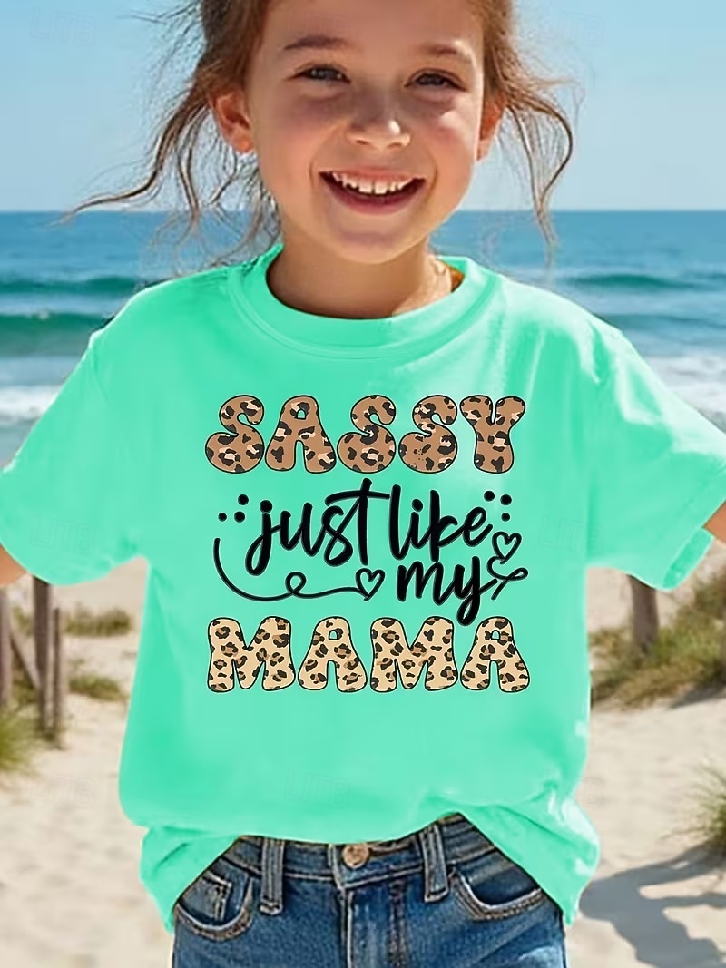 Mädchen 3D Grafik Buchstabe T-Shirt Kurzarm 3D-Druck Sommer Frühling Sport Mode Streetwear Kinder 4-12 Jahre Rundhalsausschnitt Lässig Täglich Outdoor Normale Passform 2026 - $14.49 –P3