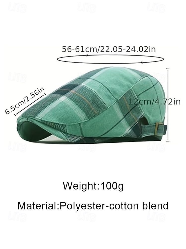 Men's Plaid Flat Cap Newsboy Hat, Cotton-Polyester Blend, Multi-Color Classic Ivy Style Cap for St. Patrick's Day Celebration & Everyday Casual Wear 2026 - $11.99 –P7