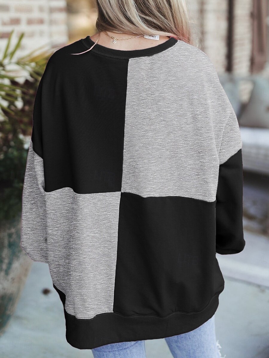 Жен. Pullover Толстовки Пэчворк Пуговицы Контрастных цветов Мода Классика Современное Длинный рукав Вырез под горло Обычные топы Для улицы На каждый день Синий Черный Розовый Небесно-голубой Зеленый 2026 - $41.99 –P13