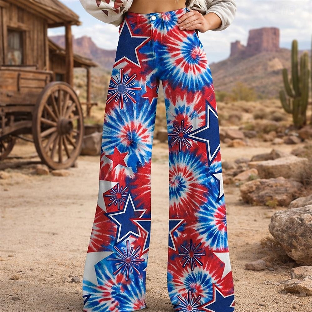 250-jähriges Jubiläum USA Retro Vintage 1970er Hose Hose mit weitem Bein Hippie Disco Hohe Taille Kostüm Damen Maskerade 4. Juli Party Unabhängigkeitstag Erwachsene Hose 2026 - $32.99 –P1