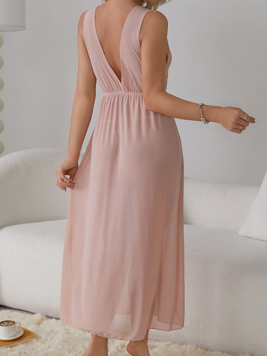 Γυναικεία Νυχτικιά Καθημερινό Ανατομικό Μονόχρωμες Δαντέλα Καθημερινά Σπίτι Αμάνικο Λαιμόκοψη V Μαύρο Λευκό Κρασί Βαθυγάλαζο Πράσινο του τριφυλλιού Καλοκαίρι Άνοιξη Κανονικό 2026 - $21.99 –P15