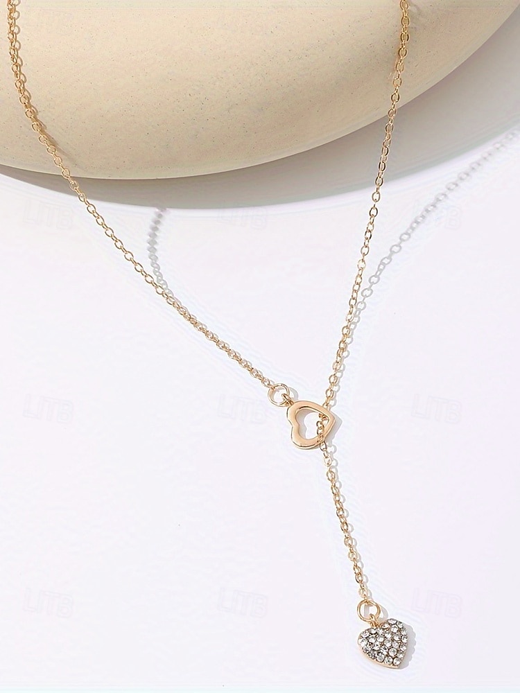 Women's Heart Pendant Necklace, Gold Plated Alloy with Crystal Detailing, Perfect for Valentine's Day Gifts, Weddings & Everyday Wear 2026 - $7.99 –P6