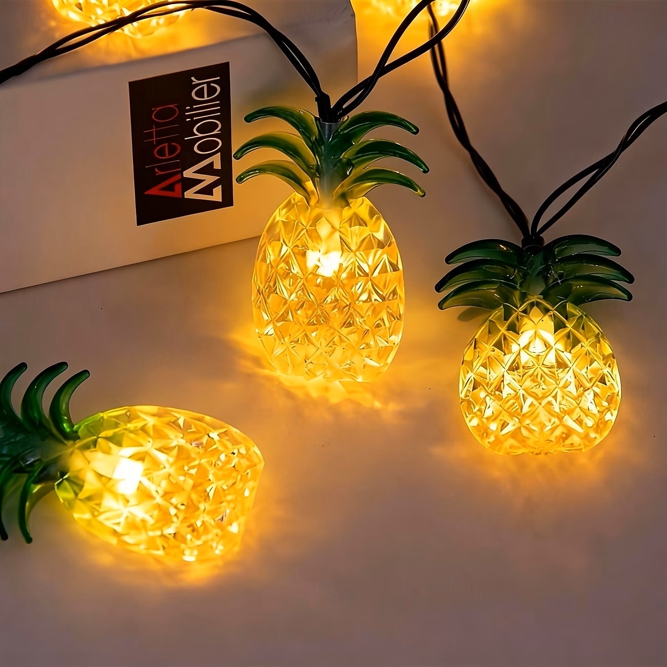 Guirnalda de luces solares con forma de piña, 30 LED, luces tropicales de verano de 4,5 m, ideal para patios, familias, bodas, dormitorios, cumpleaños y decoración de jardines tropicales hawaianos. 2026 - $25.99 –P7